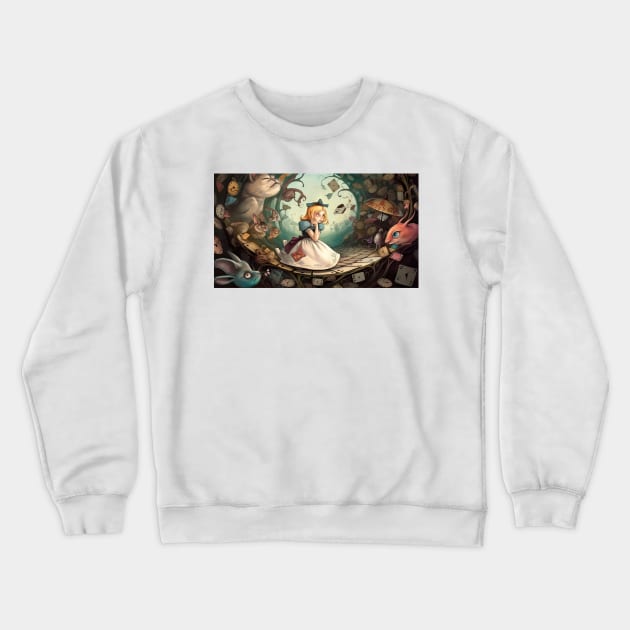 Alice in Wonderland. "Tea Party with the Mad Hatter and the Cheshire Cat" Crewneck Sweatshirt by thewandswant